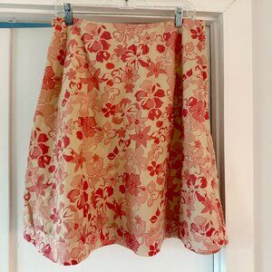 DKNY Jeans Floral 100% cotton lined skirt Sz 8